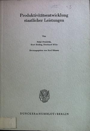 Imagen del vendedor de Produktivittsentwicklung staatlicher Leistungen Schriften des Verieins fr Socialpolitik: Neue Fole - Band 145 a la venta por books4less (Versandantiquariat Petra Gros GmbH & Co. KG)