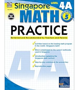 Bild des Verkufers fr Singapore Math Level 4A Math Practice Workbook for 5th Grade, Paperback, Ages 1011 with Answer Key zum Verkauf von Pieuler Store