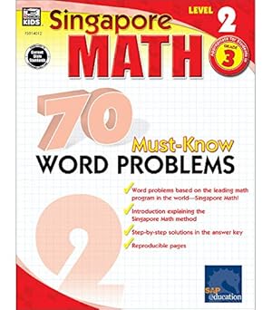 Imagen del vendedor de Singapore Math 70 Must-Know Word Problems Workbook for 3rd Grade Math, Paperback, Ages 89 with Answer Key a la venta por Pieuler Store