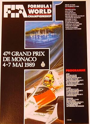 AFFICHE : F1 47ème GRAND PRIX DE MONACO 4-7 MAI 1989