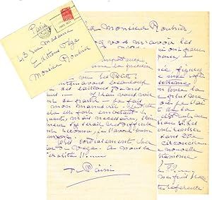 Imagen del vendedor de Une lettre autographe signe, adresse au Docteur Alexandre Rouhier . a la venta por La Fontaine d'Arthuse