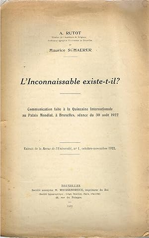 Image du vendeur pour L'inconnaissable existe-t-il ? mis en vente par La Fontaine d'Arthuse