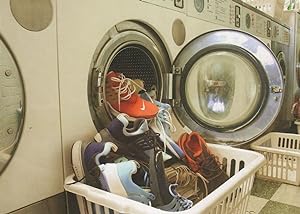 2000 Trainers Laundrette Washing Machine Full Of Nike Shoes Postcard
