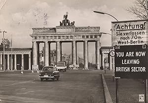 Image du vendeur pour Berlin Brandenburger Wall You Are Now Leaving 1950s German Postcard mis en vente par Postcard Finder