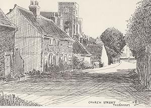 Church Street Thornham Norfolk Artist Sketch Postcard