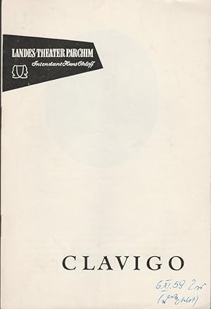 Bild des Verkufers fr Programmheft Johann Wolfgang von Goethe CLAVIGO Spielzeit 1959 / 60 Heft 1 zum Verkauf von Programmhefte24 Schauspiel und Musiktheater der letzten 150 Jahre