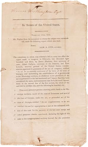 IN SENATE OF THE UNITED STATES.IN PURSUANCE OF THE ACT OF CONGRESS, ENTITLED "AN ACT FOR AN AMICA...