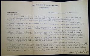 1927 Three Typed Letters Signed By Dr. James T. Gallagher of Charlestown Massachusetts Written to...