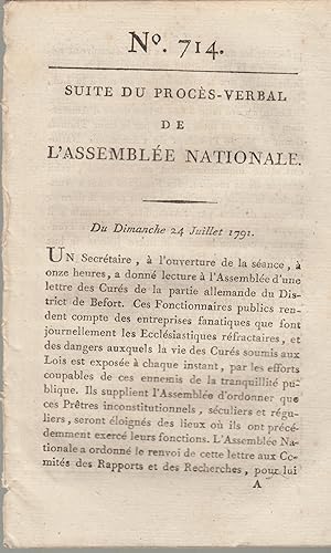 Seller image for Suite du procs -Verbal de L'Assemble Nationale. Du Dimanche 3 Juillet 1791. N 714 for sale by PRISCA