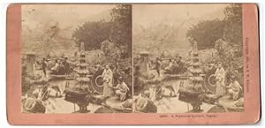 Image du vendeur pour Fotografie B. W. Kilburn, Littleton / N. H., Geishas in einem japanischen Garten, Pagode, Snfte mis en vente par Bartko-Reher