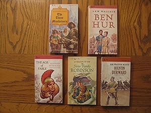 Bild des Verkufers fr Heroic Fiction Five (5) Airmont Paperback Classics, including: The Three Musketers (CL127); Ben Hur (CL74); Quentin Durward (CL132), The Swiss Family Robinson (CL13), and; The Age of Fable (CL80) zum Verkauf von Clarkean Books