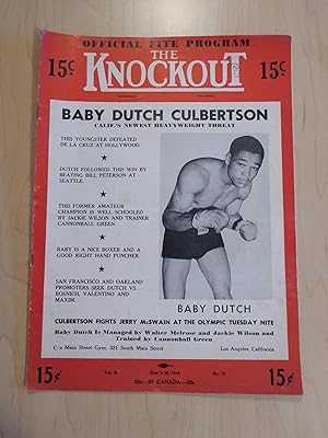 The Knockout Boxing and Wrestling Magazine / Program Baby Dutch Culbertson v Jerry McSwain March ...