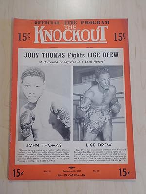 The Knockout Boxing and Wrestling Magazine / Program John Thomas v Lice Drew September 20, 1947