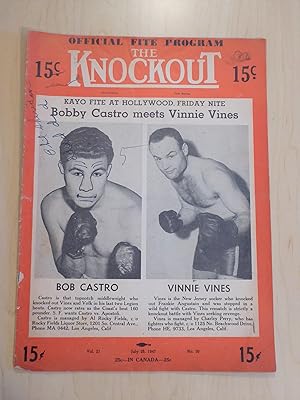 The Knockout Boxing and Wrestling Magazine / Program Bobby Castro v Vinnie Vines July 26, 1947