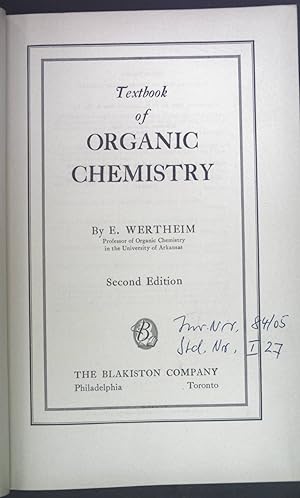 Imagen del vendedor de Textbook of Organic Chemistry. a la venta por books4less (Versandantiquariat Petra Gros GmbH & Co. KG)