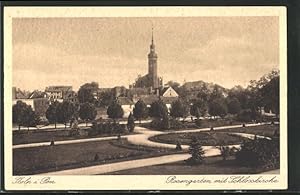 Ansichtskarte Stolp i. Pom., Rosengarten mit Schlosskirche