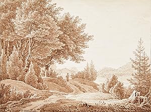 SIMON WARNBERGER (1769 - 1847). Oberbayerische Landschaft mit Bauernhaus.