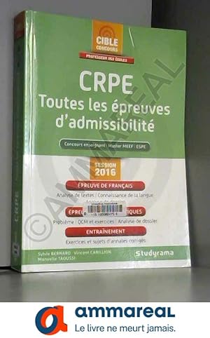 Seller image for CRPE Toutes les preuves d'admissibilit for sale by Ammareal