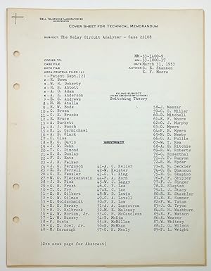 The Relay Circuit Analyzer Case 22108; MM-53-1400-09 and 53-1800-17 [Bell Laboratories Technical ...