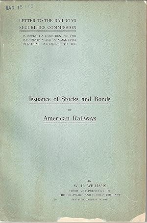 Letter to the railroad securities commission Insurance of Stocks and Bonds American Railways