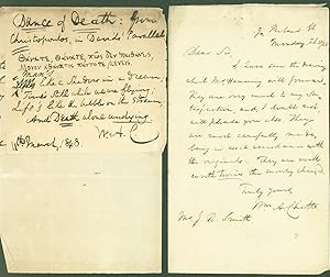 autograph letter signed; with autograph copied poem signed (2 pieces)