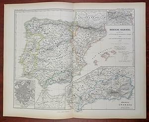 Iberian Peninsula Aragon Castille Leon Granada 1880 Spruner historical map