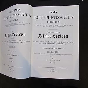 Seller image for Novus Index Locupletissimus Librorum Qui Inde ab anno MDCCCXXXIII usque ad annum MDCCCLXIV in Germania et in Terris Confinibus Prodierunt - Neues Bcher-Lexikon enthaltend alle von 1833 bis Ende 1864 geduckten Bcher ec., nebst Nachtrgen und Berichtigungen zu den vorhergehenden Bnden dieses Bcher Lexicons (Theil 9: 1859-1864, A-K & Theil 10: 1859-1864, L-Z) / Index Locupletissimus Librorum Qui Inde ab anno MDCCL usque ad annum MDCCCLXIV in Germania et in Terris Confinibus Prodierunt - Vollstndiges Bcher-Lexikon enthaltend alle von 1750 bis Ende des Jahres 1864 in Deutschland und in den angrenzendern Lndern geduckten Bcher (Theil 15 & 16: die von 1859 bis Ende 1864 erschienenen Werke, sowie Nachtrge und Berichtigungen enthaltend, A-K & L-Z) for sale by Bookstore-Online