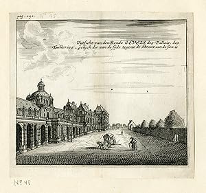Rare Antique Print-TUILERIES PALACE-FACADE-ROYAL-PALAIS-PARIS-Meurs-1666