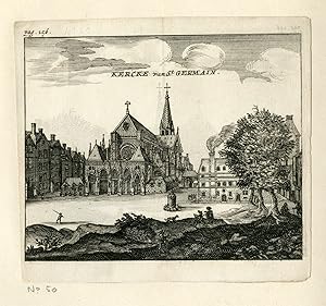 Rare Antique Print-SAINT GERMAIN DES PRES-CHURCH-PARIS-EGLISE-Meurs-1666