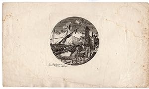 Antique Print-UNLOADING A SHIP-HARBOUR-CRANE-Wolff-Probst-ca.1700