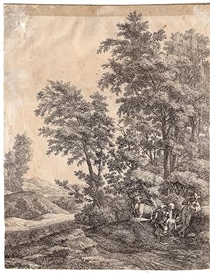 Antique Master Print-MYTHOLOGY-MERCURY-ARGUS-LANDSCAPE-Waterloo-1630