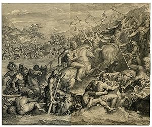 2 Antique Prints-ALEXANDER THE GREAT-BATTLE-GRANICUS-le Brun-Audran-1672