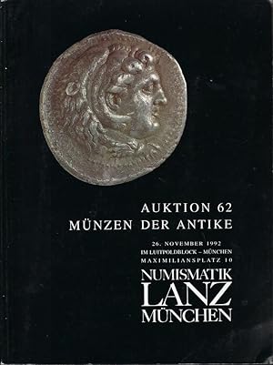 Image du vendeur pour Numismatik Lanz. Auktion 62. Mnzen der Antike. 26 November 1992 mis en vente par Librairie Archaion