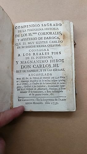 Imagen del vendedor de Compendio Sagrado de la peregrina historia de los Santsimos Corporales y Mysterio de Daroca. a la venta por LIBRERIA ANTICUARIA LUCES DE BOHEMIA