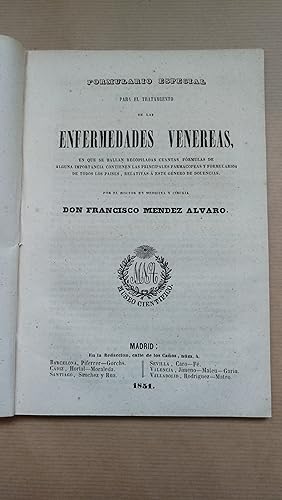 Imagen del vendedor de Formulario especial para el tratamiento de enfermedades venreas. a la venta por LIBRERIA ANTICUARIA LUCES DE BOHEMIA