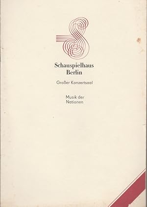 Bild des Verkufers fr Programmheft KAMMERORCHESTER BERLIN MUSIK DER NATIONEN 5. Oktober 1985 Schauspielhaus Berlin groer Konzertsaal Spielzeit 1985 / 86 zum Verkauf von Programmhefte24 Schauspiel und Musiktheater der letzten 150 Jahre