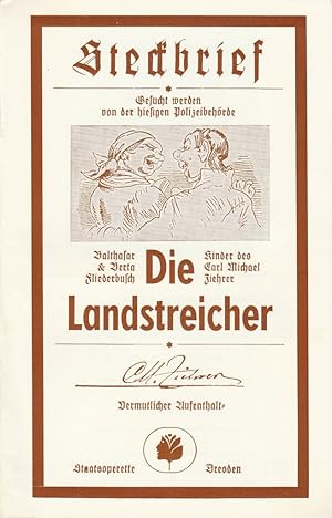 Bild des Verkufers fr Programmheft Carl Michael Ziehrer DIE LANDSTREICHER DDR Erstauffhrung 8. + 9. Mrz 1985 Spielzeit 1984 / 85 Heft 3 zum Verkauf von Programmhefte24 Schauspiel und Musiktheater der letzten 150 Jahre