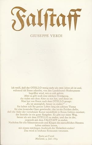 Bild des Verkufers fr Programmheft Giuseppe Verdi FALSTAFF Premiere 26. Mai 1987 Semperoper Spielzeit 1986 / 87 zum Verkauf von Programmhefte24 Schauspiel und Musiktheater der letzten 150 Jahre