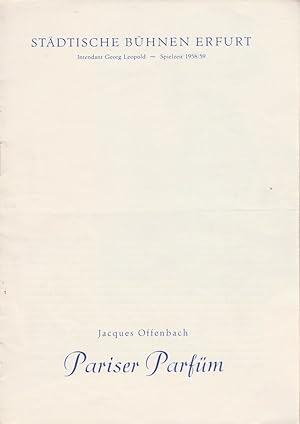 Imagen del vendedor de Programmheft Jacques Offenbach PARISER PARFM Premiere 21. September 1958 Spielzeit 1958 / 59 Heft 4 a la venta por Programmhefte24 Schauspiel und Musiktheater der letzten 150 Jahre