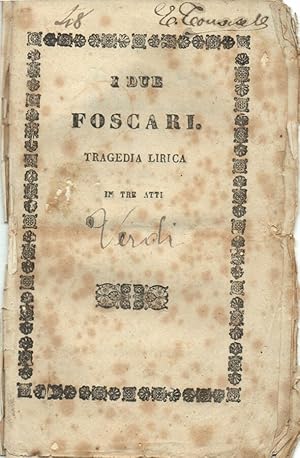 Seller image for I due Foscari Tragedia lirica in tre atti for sale by Biblioteca di Babele