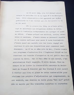 Rapport concernant les travaux sur la ligne 6 du métropolitain parisien - Station Bel-Air - Tapus...