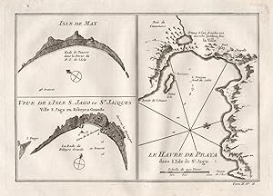 Imagen del vendedor de Isle de May / Veue de l'isle S. Jago ou St. Jacques / Le Havre de Praya dans l'Isle de St. Jago." - Cape Verde Cabo Verde islands Kapverdische Inseln a la venta por Antiquariat Steffen Vlkel GmbH