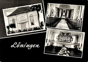 Bild des Verkufers fr Ansichtskarte / Postkarte Lningen Oldenburger Mnsterland, Kirche, Innenansicht, Frontalansicht zum Verkauf von akpool GmbH