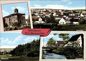 Seller image for Ansichtskarte / Postkarte Wollmar Mnchhausen am Christenberg, Kirche, Waldpartie, Panorama, Bachpartie for sale by akpool GmbH