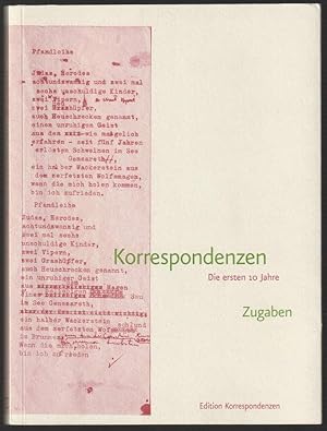 Image du vendeur pour Korrespondenzen. Die ersten 10 Jahre. Zugaben. mis en vente par Antiquariat Dennis R. Plummer