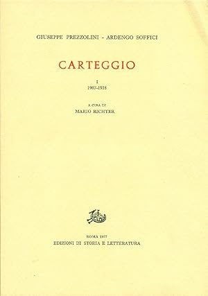 Bild des Verkufers fr Carteggio I: 1907-1918 zum Verkauf von Studio Bibliografico Marini