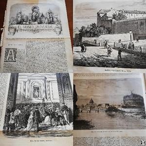 EL MUSEO UNIVERSAL: 1867 Año XI, Nº44.Grabados: Madrid la cuesta de la Vega, Roma Basílica y sill...