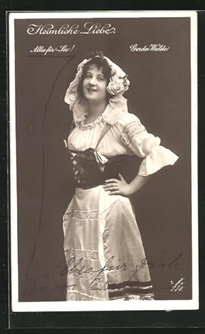 Ansichtskarte Operette Heimliche Liebe, Gerda Walde im Kostüm