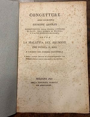 Congetture dell'ingeniere Giuseppe Astolfi sopra la malattia del Brusone che infesta il riso e i ...