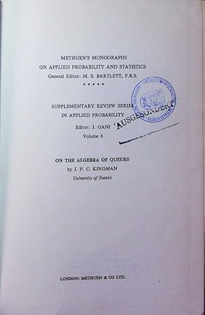 Image du vendeur pour Methuen's Monographs on Applied Probability and Statistics. Supplementary Review Series in Applied Probability Volume 6. mis en vente par Antiquariat Bookfarm